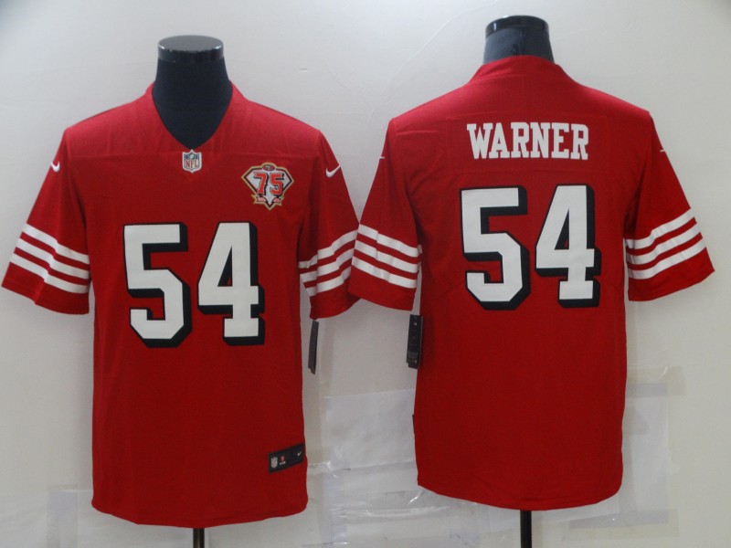 Men's San Francisco 49ers Fred Warner #54 Red 75th Anniversary Jersey